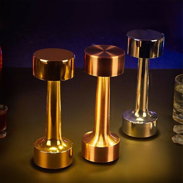 Genopladelig LED Bordlampe Touch Sensor Skrivebordslampe Soveværelse Restaurant Bar Indretning Gold Dumbbell