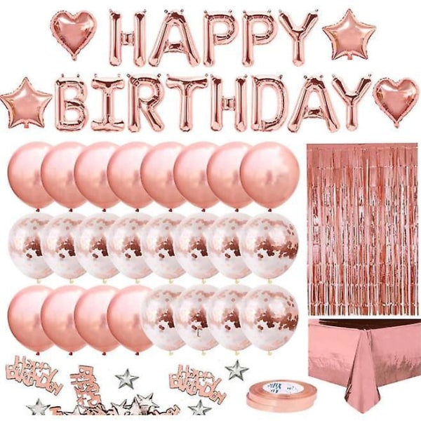 Happy Birthday Balloons Decorations Set For Party Supplies rose gold