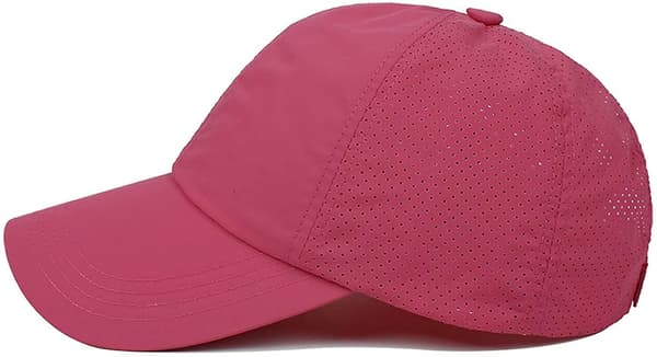Womens Criss Cross Ponytail Baseball Cap Adjustable High Messy Bun Ponycap Quick Drying Hat Rose Red
