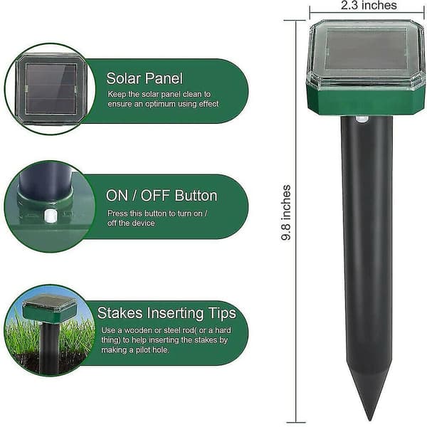 2pack Solar Power Ultrasonic Mice Gopher Mole Pest Snake Repellent Repeller