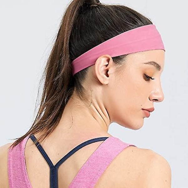 Skridsikre svedbånd til træning til kvinder, løbe pandebånd til mænd, elastisk træningshårbånd til fitness, kompatibelt med løb, cykling, basketball, yoga Mountain rose red