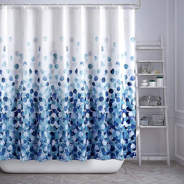 Vedenpitävä homeenesto suihkuverho. Sisältää 12 suihkuverhorenkasta Blue