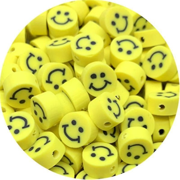 Smiley Face Beads Fruit Spacer Beads Color Polymer Clay Beads For Diy Jewelry Yellow Smile Face