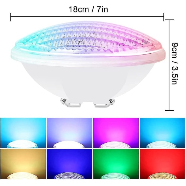18w Led Pool Light Par56 Waterproof Ip68 Rgbw Pool Light Submersible Light 12v Dc/ac Full Color Led Spotlight With Remote Control 7 Adjustable Colors