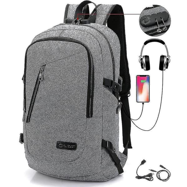 Student Backpack Usb Charging School Bag Youth Computer Bag gray