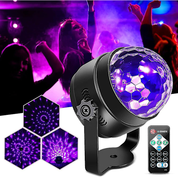 UV Svart Lys 6W LED Diskokule Partylys Strobelys Diskolys, Lydaktivert Med Fjernkontroll DJ Lys Scenelys For Party Mimenor