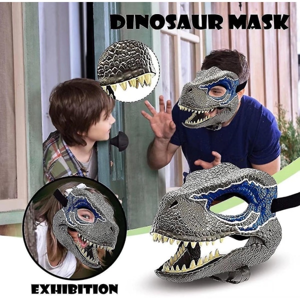 Blue Dinosaur Mask Jurassic World Raptor Dinosaur Accessories Dino Cosplay Props Festival Carnival Gifts