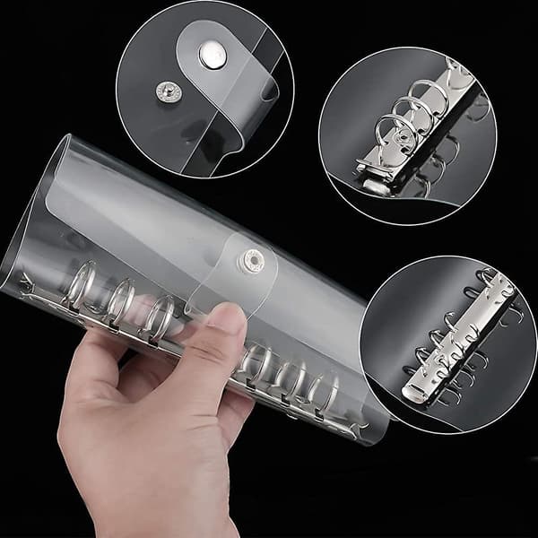 2 Stykker Gennemsigtig Blød Pvc 6-rings Ringbind Omslag Trykknap Lukning Løst Blad
