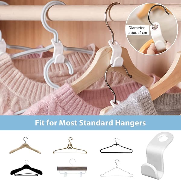 30 Pack Hanger Connector Hooks, Space Saving White Hanger Hooks, Mini Clothes Connector, Multi-layer Stackable Hanger Extender For Wardrobe, Closet, W