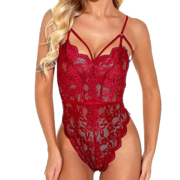 Dame Mote Sexy V-hals Halter Utringet BH Beauty Back Blonde Solid Undertøy Red 34