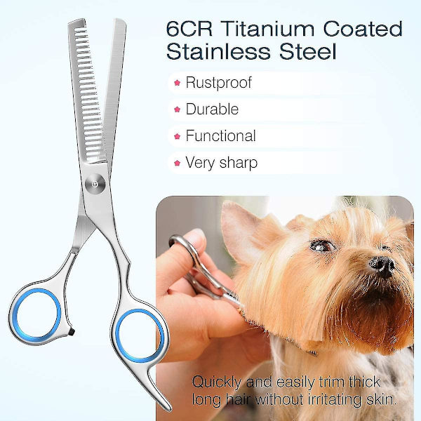 Professional Safety Thinning Clipper Dog Grooming Scissors Kit blue