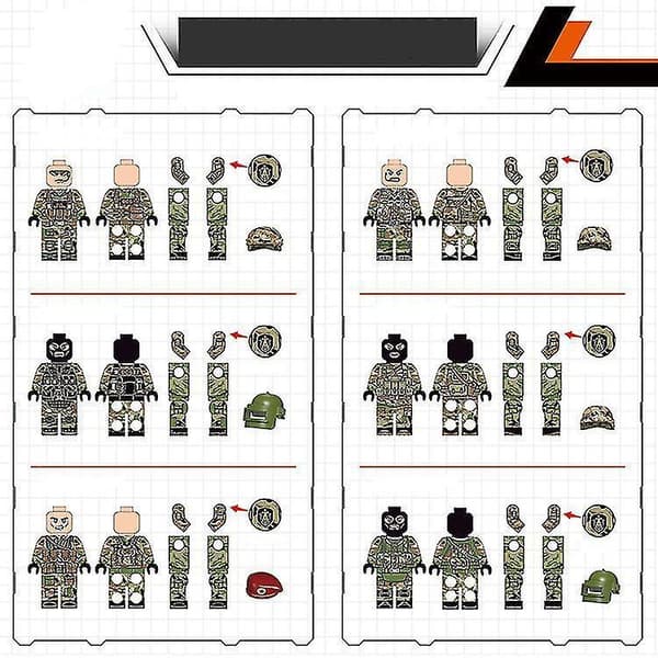 Alpha Force Building Blocks 6pcs Special Forces Military Dolls With Weapon Assembled Building Blocks