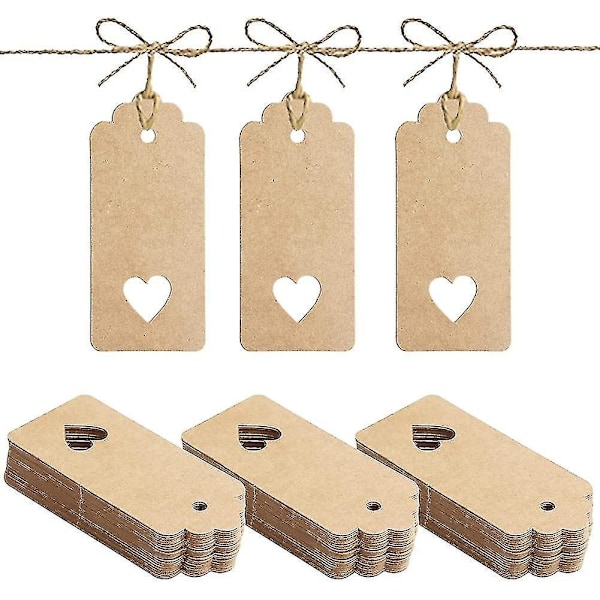 100pcs Gift Tags, Kraft Paper Tags With String, 1.5 X 3.5inch Brown Label Tags