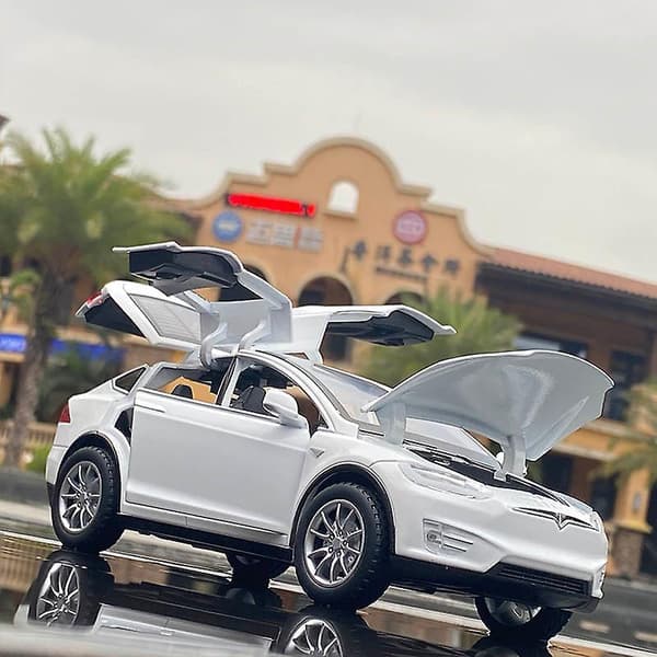 1:24 Tesla Model X Legeringsbilmodell Støpt Metall Lekebil Black