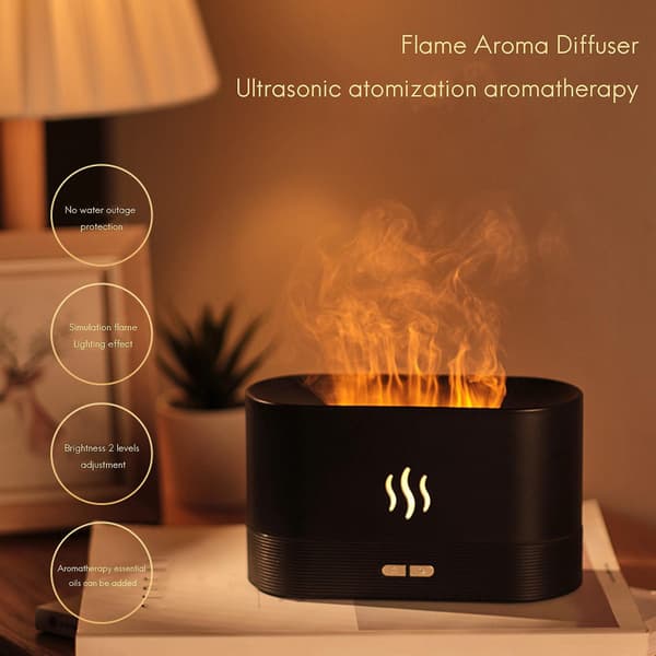 Simulaatio Liekki Valo Aromaterapia Hajotin USB Ultraääni Musta