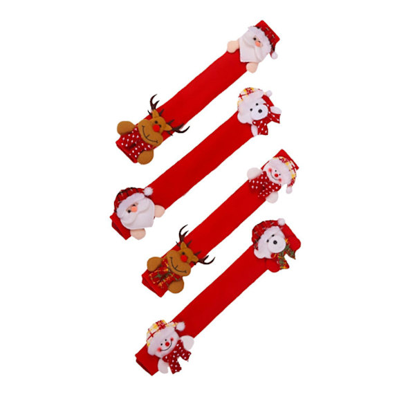 4pcs Christmas Refrigerator Door Handle Cover Kitchen Appliances Glove Protector D