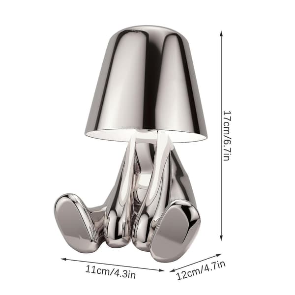 Liten Gylden Mann LED Bordlamper Berøringskontroll Dimbar Lampe Bar Nattlys Silver Mr WHEN
