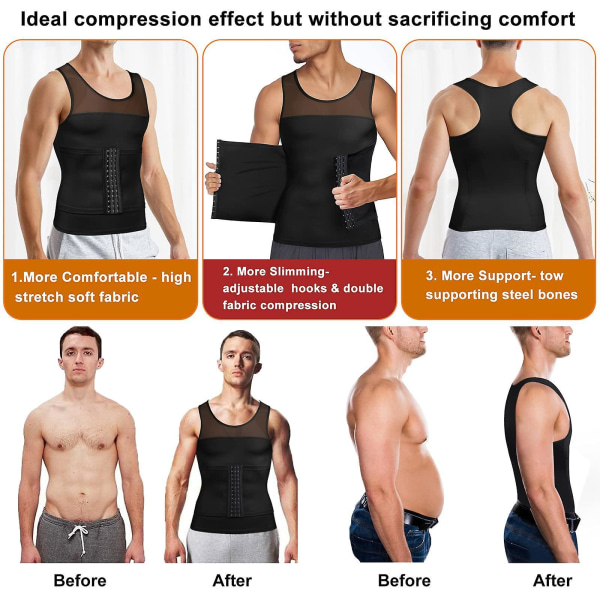 Men Waist Trimmer Belt Wrap Trainer Hot Swear Shirt Corset Slimming Body Shaper Black M