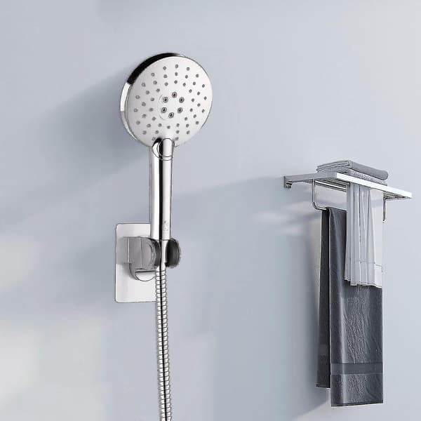 Shower Hand Holders, Punch Free Handheld Shower Holder Wall Mount Shower Bracket For Bathroom With Adjustable Adhesive Stick Discadjustable Shower Wal