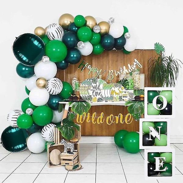 Zk-birthday Party Balloons Name Box Paper Plate Mugs Safari Party Decoration