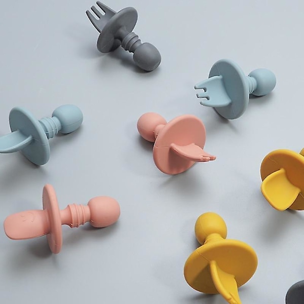 Baby Training Spoon And Fork Set Apricot