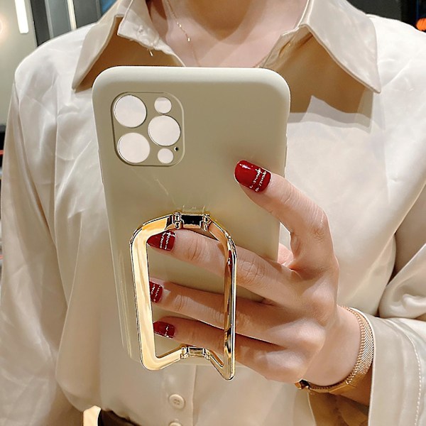 Phone Back Cover Multifunctional Anti-fall Ultra-thin Fashionable Metal Square Buckle Support Phone Case For Iphone 11 Pro Max/11 Pro/11/xs M Green for iPhone 11 Pro