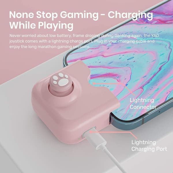 Yao L1 Pro Mobil Spil Controller Joystick Til Iphone (ios 13.4 Eller Senere, Til Ios Mobilspil) Pink