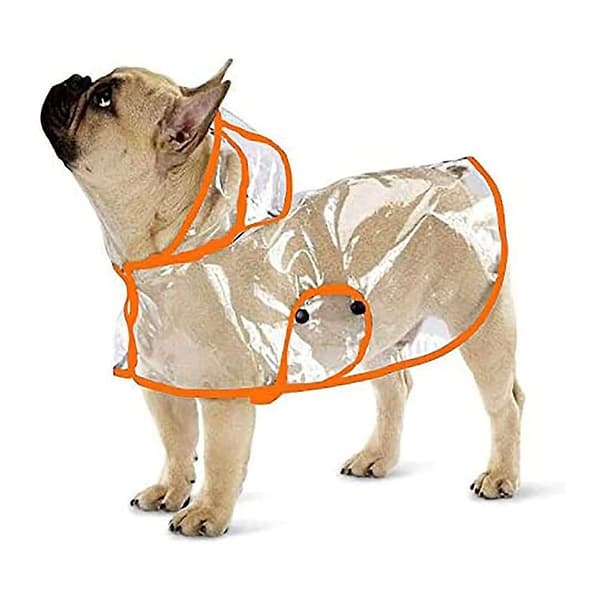 Regnfrakk til hund med hette Poncho Transparent regnfrakk for små hunder ORANGE M