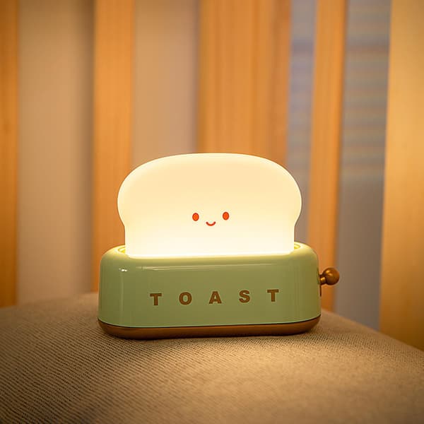 Mini Bread Shaped Machine Night Light With Usb Charging Creative Dimming Led Table Lamp For Gift Red