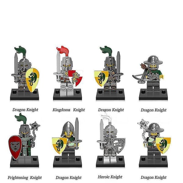 Set Of 8 Knight Figures Building Blocks 3-7cm