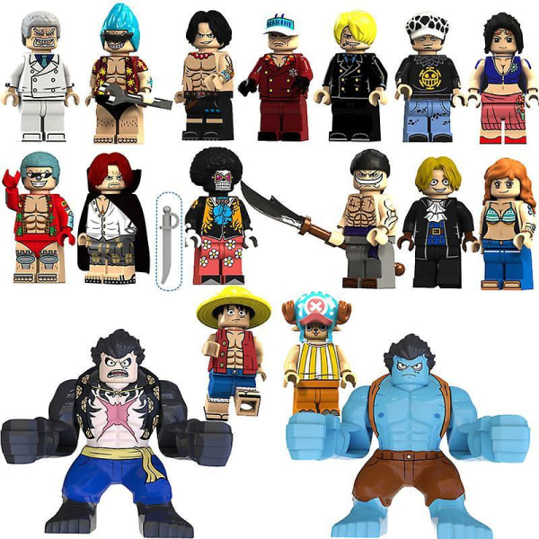 17pcs One Piece Series Collection Luffy Chopper Whitebeard Shanks Nightmare Fourth Gear Children's Assembled Building Blocks