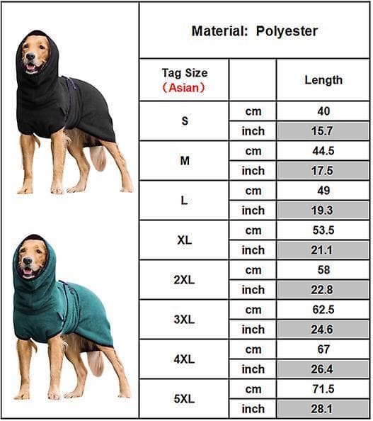 Pet Dog Clothes Towelling Drying Bathrobe Coat Puppy Warmer Apparel Black L