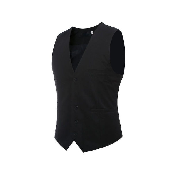 Men's V-neck Suit Vest Cotton Slim Four Seasons Vest Black S