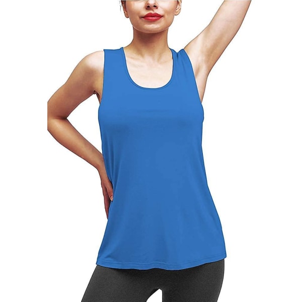 Workout Tops For Women Yoga Athletic Shirts Long Tank Tops Gym Clothes Blue Large