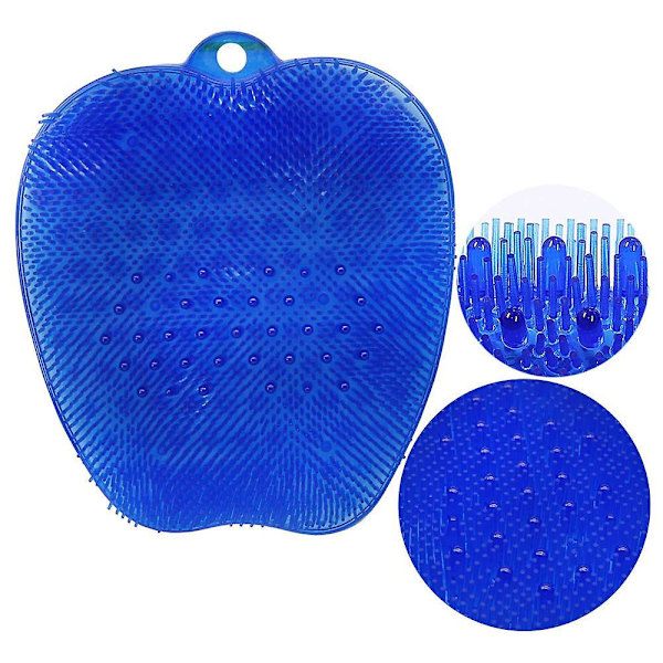 Larger Shower Foot Scrubber Mat With Non-slip Suction Cups- Cleans, Smooths, Exfoliates And Massages Your Feet Without Bending, Foot Circulation And S Blue