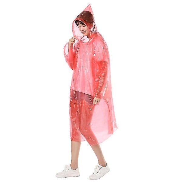 5pcs Disposable Raincoat Pratical Outdoor Rainwear Rain Cover Camping Poncho Protective Suit For Adults (red, 140x90cm)