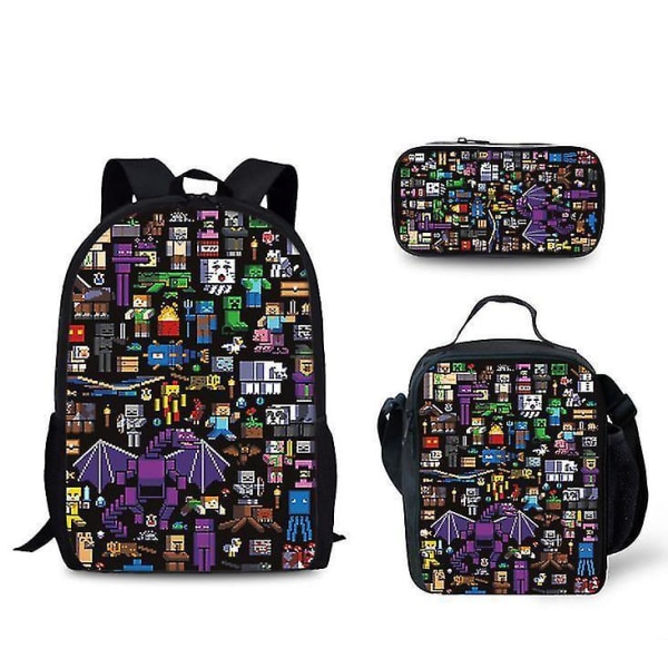 The New Minecraft Theme Schoolbag For Elementary School Students 3-piece Set