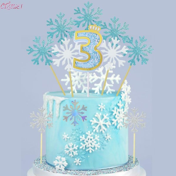 20/50pcs Cute Snowflake Cake Topper Cupcake Toppers For Christmas Baby Shower Wedding Party Glitter Cakes Decor Accessories BB244B06 50PCS