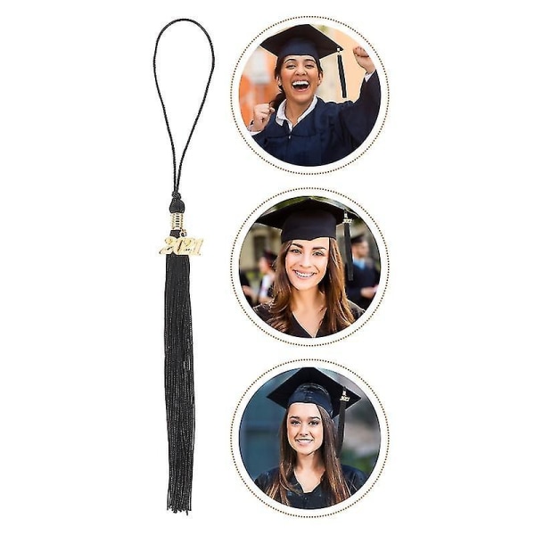 6pcs 40cm Doctor Bachelor Hat Tassel Hanging Ear Clothing Graduation Accessories Hanging Pendant Tassel (black)