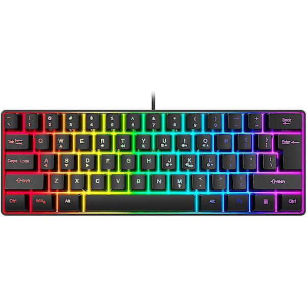 Fong 60% Langallinen Peli-näppäimistö, RGB-taustavalaistu Erittäin kompakti Mini-näppäimistö, Vedenkestävä Mini Kompakti 61 Näppäimen Näppäimistö