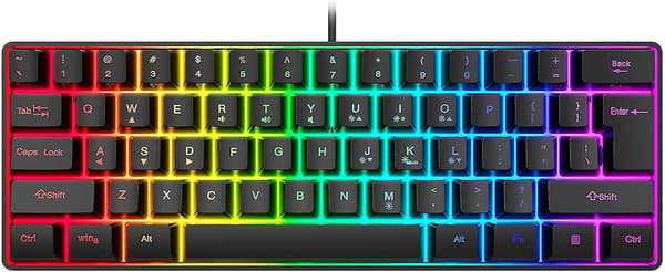 Fong 60% Wired Gaming Keyboard, Rgb Backlit Ultra-compact Mini Keyboard, Waterproof Mini Compact 61 Keys Keyboard For