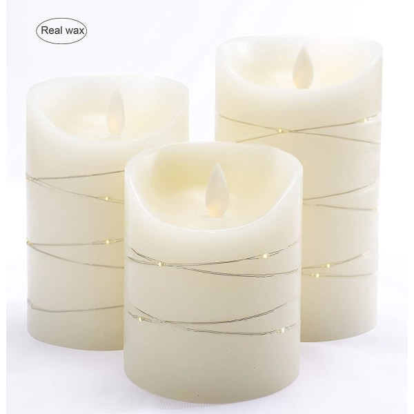 Led Flameless Candle With Embedded Light Chain, 3-part Led Candle With Remote Control