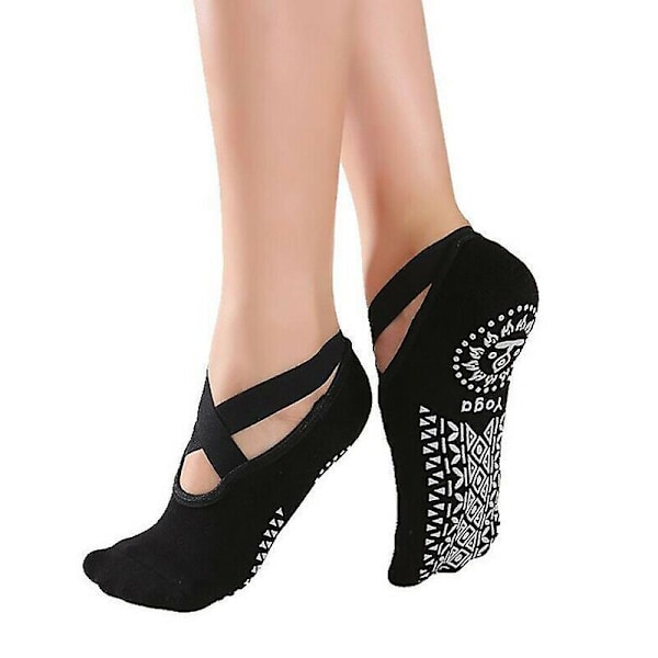 Sklisikre Pilates Sokker Dame Barre Ballett Dans Yoga Sport Fitness Black