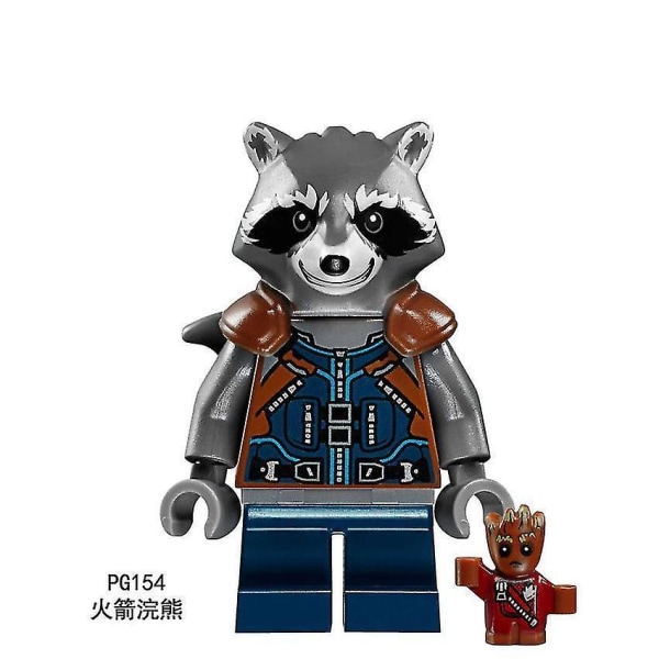 8 stk. Superhelt Vaskebjørn Yongdu Stjerne Stjerne Tåke Liten Tre Mann Barn Montert Puslespill Byggekloss Minifigur Leke