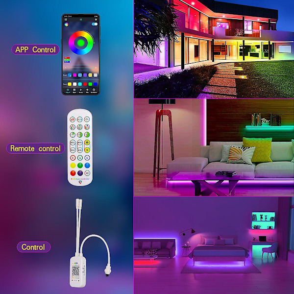 Led Strip Light 15m Color Changing Music Sync Led Light Strip With Bluetooth App And Remote Control(eu)