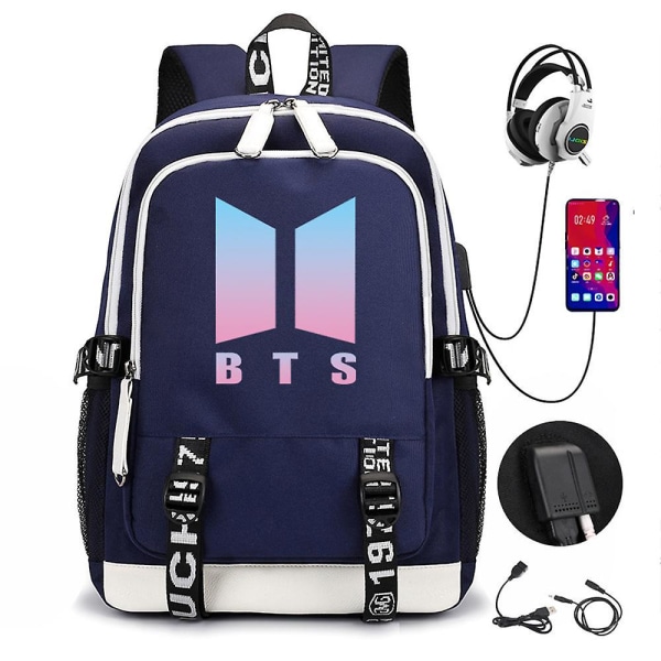 BTS Backpack USB Rechargeable Backpack Large Capacity Student School Bag Color4