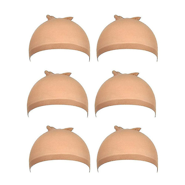 6 kpl Peruukkihattuja, vaaleanruskea peruukkihattu, punottava peruukkihattu Skin