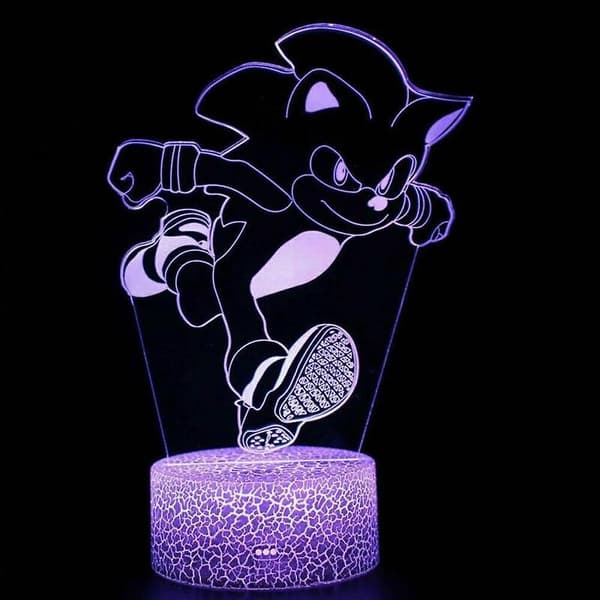 3D Illusion Sonic Hedgehog Natlampe, Anime Bordlampe