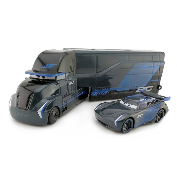 2pcs Racing Car 3 Black Storm Jackson Container Trailer Truck Alloy Truck Mcqueen Mack Toy