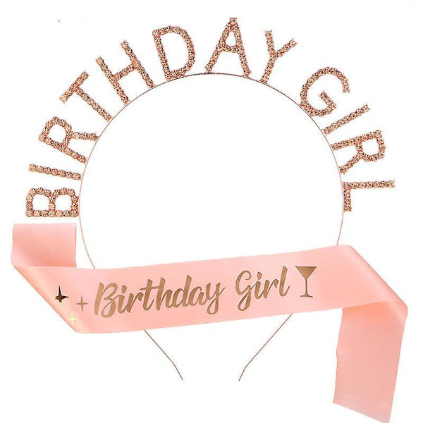 Birthday Headpiece Girl Tiara Headband Birthday Satin Sash For Party Decorations Supplies 9